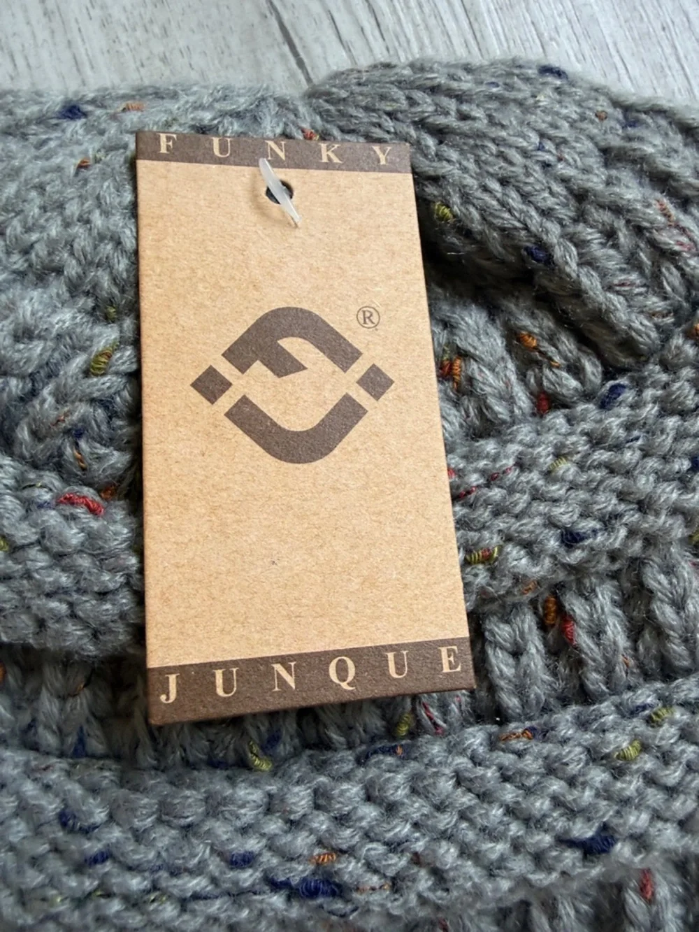 CC Knit Speckled Gray Beanie with Ribbed Cuff